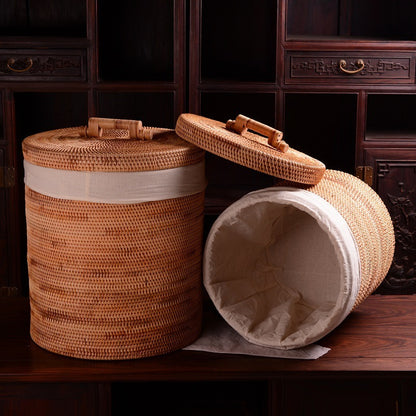 Handmade Rattan Drum with Cover