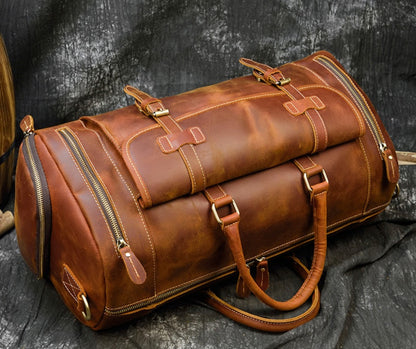 Retro Leather Weekender Bag