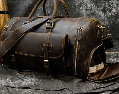 Retro Leather Weekender Bag