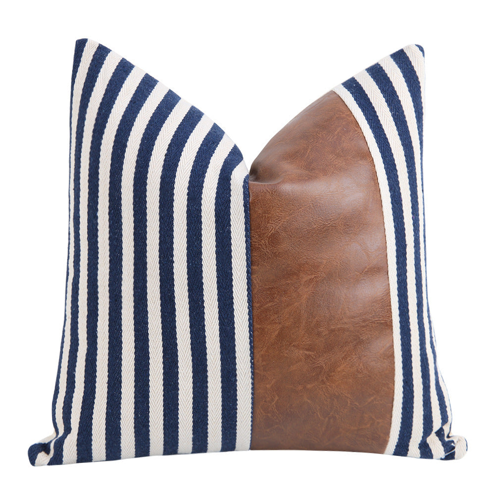 Stripe Leather Pillowcase