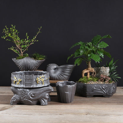 High Leg Indoor Black Purple Sand Orchid Pots