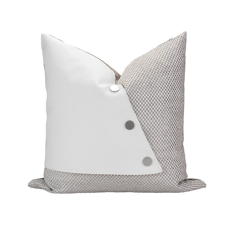 Stitched White Leather Pillow