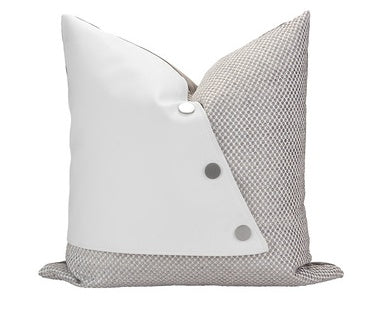 Stitched White Leather Pillow