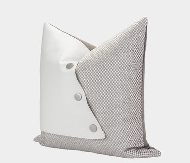 Stitched White Leather Pillow