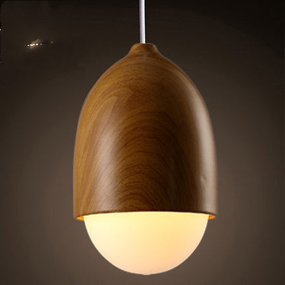 Wooden Acorn Shaped Pendant Light