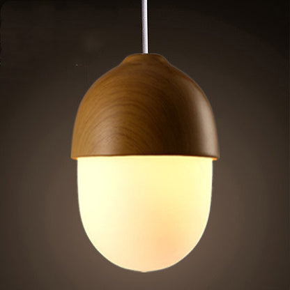 Wooden Acorn Shaped Pendant Light