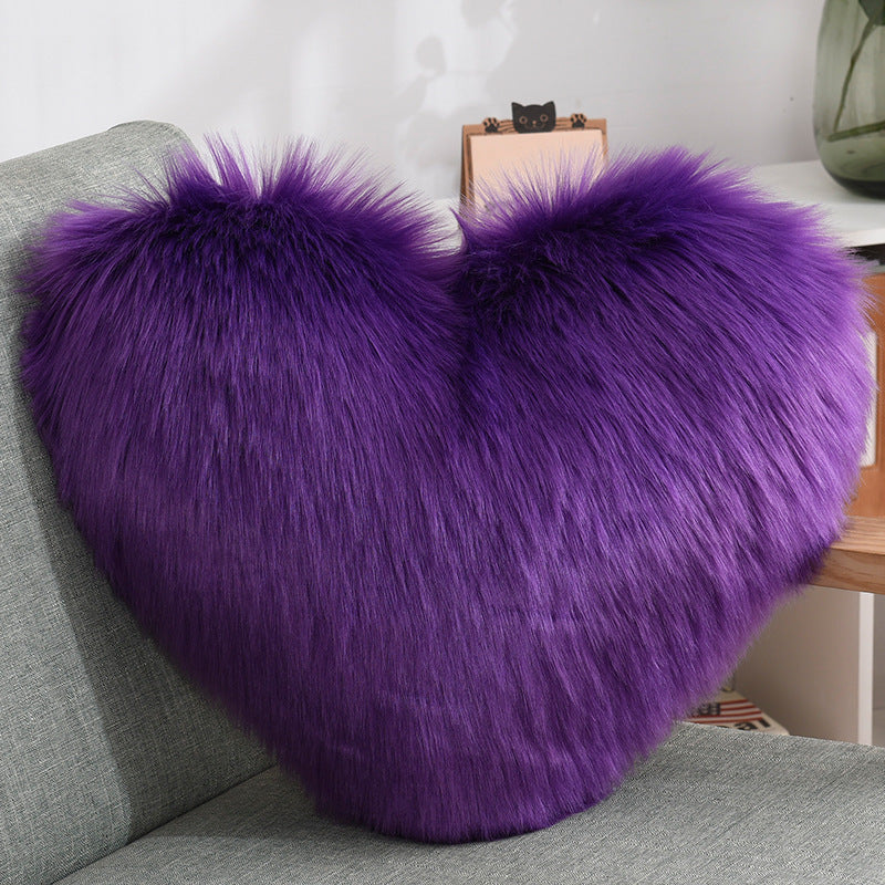 Faux Fur Heart Shaped Pillow