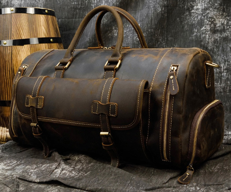 Retro Leather Weekender Bag