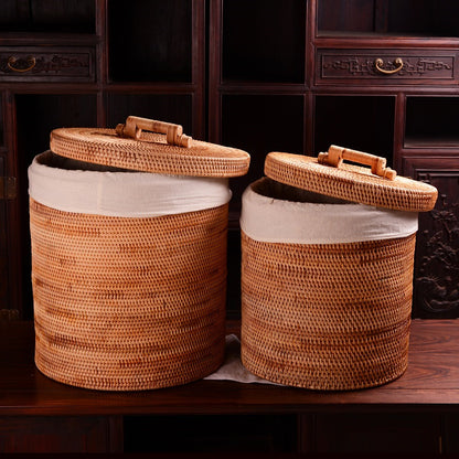 Handmade Rattan Drum with Cover