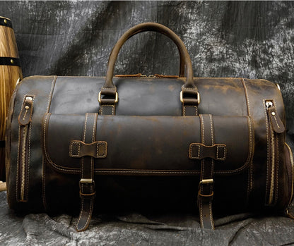 Retro Leather Weekender Bag