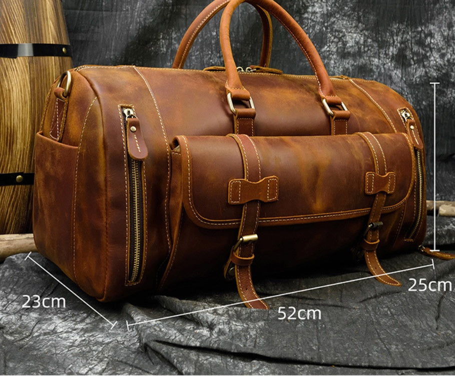 Retro Leather Weekender Bag