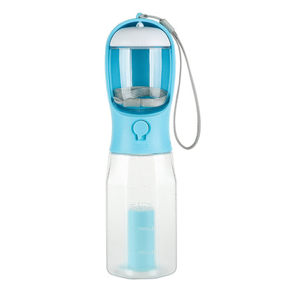 Portable 3-in-1 Pet Water Bottle, Feeder, and Bag Dispenser