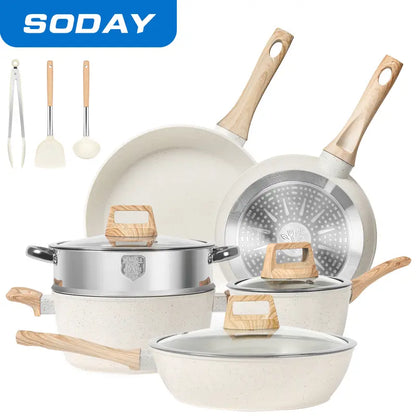 12Pcs Non-Stick Kitchen Cookware Set with Accessories