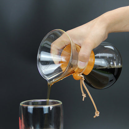 Transparent Coffee Filter Cup with Wooden Handle