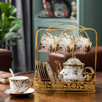 Luxury Ceramic Tea Cup Set with Saucer and Stand