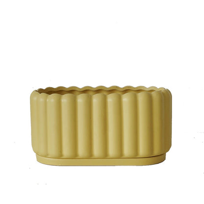 Biscuit Style Ceramic Planter with Tray