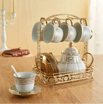 Luxury Ceramic Tea Cup Set with Saucer and Stand