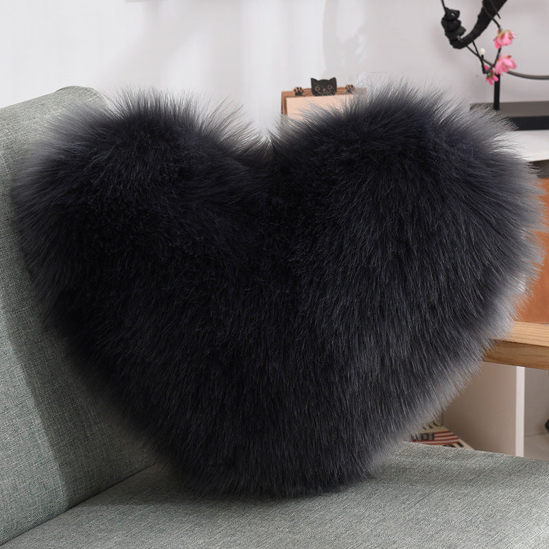 Faux Fur Heart Shaped Pillow