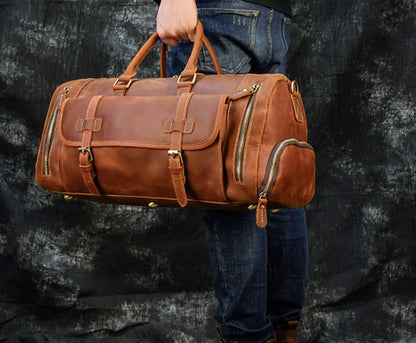 Retro Leather Weekender Bag