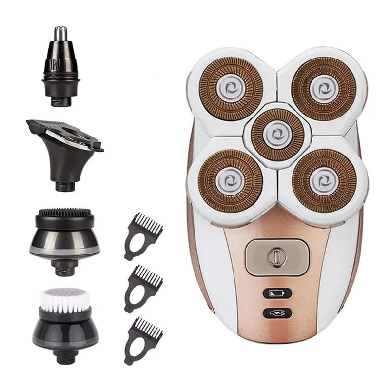 5-Blade Electric 4D Shaver - Multi-Function Bald Head & Beard Trimmer