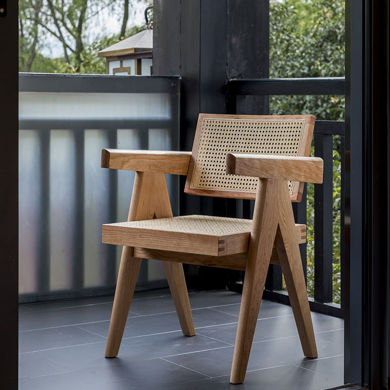 Wood Vintage Rattan Dining Chair