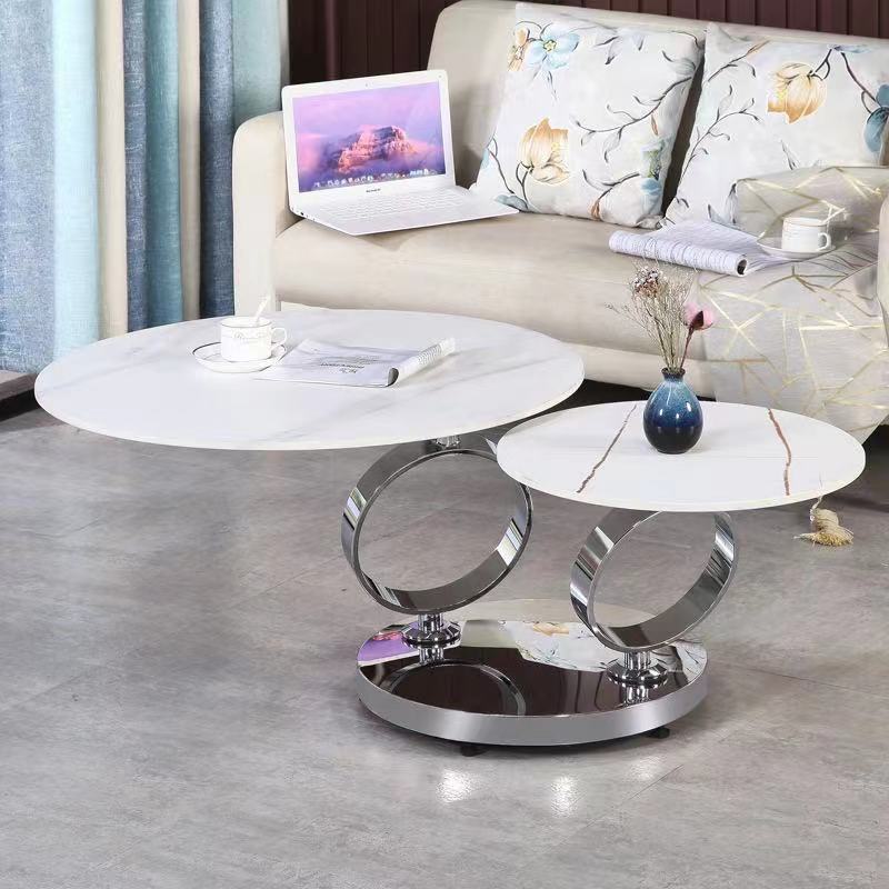 Round Rotating Retractable Coffee Table