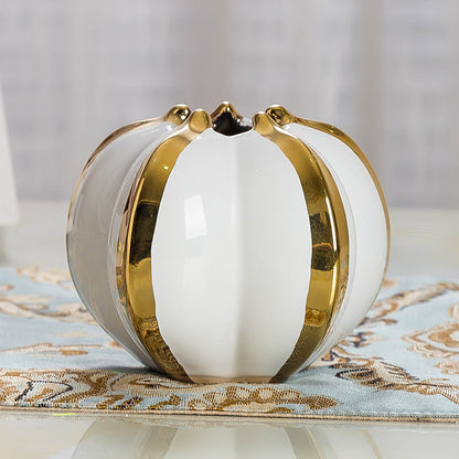 White and Gold Ceramic Vase