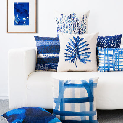 Luxury Mediterranean Blue Cotton And Linen Pillow