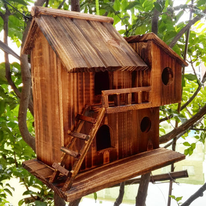 Wooden Bird House Feeder