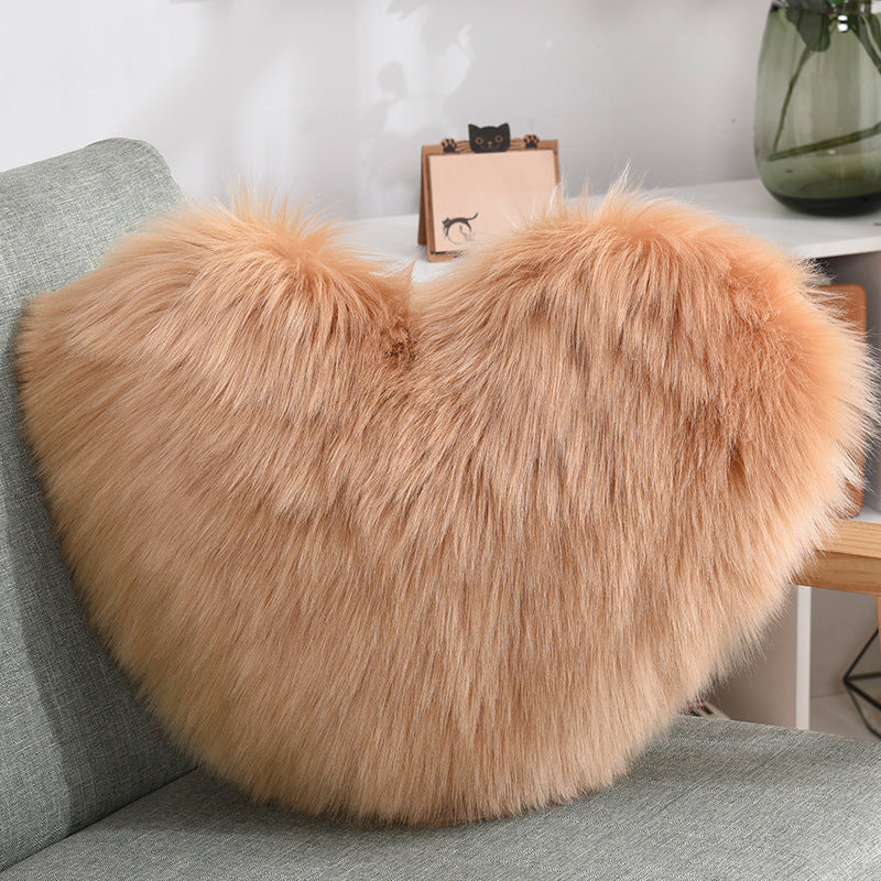 Faux Fur Heart Shaped Pillow