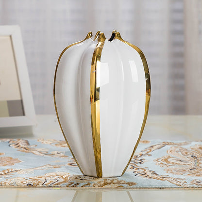 White and Gold Ceramic Vase