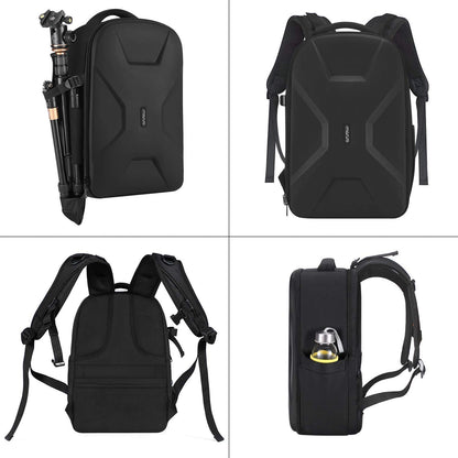 Waterproof Hardshell Camera Backpack with Tripod Holder & Laptop Compartment - Canon/Nikon/Sony DSLR/SLR/Mirrorless Cameras (15-16 Inch), Black