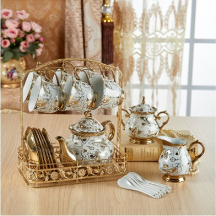 Luxury Ceramic Tea Cup Set with Saucer and Stand