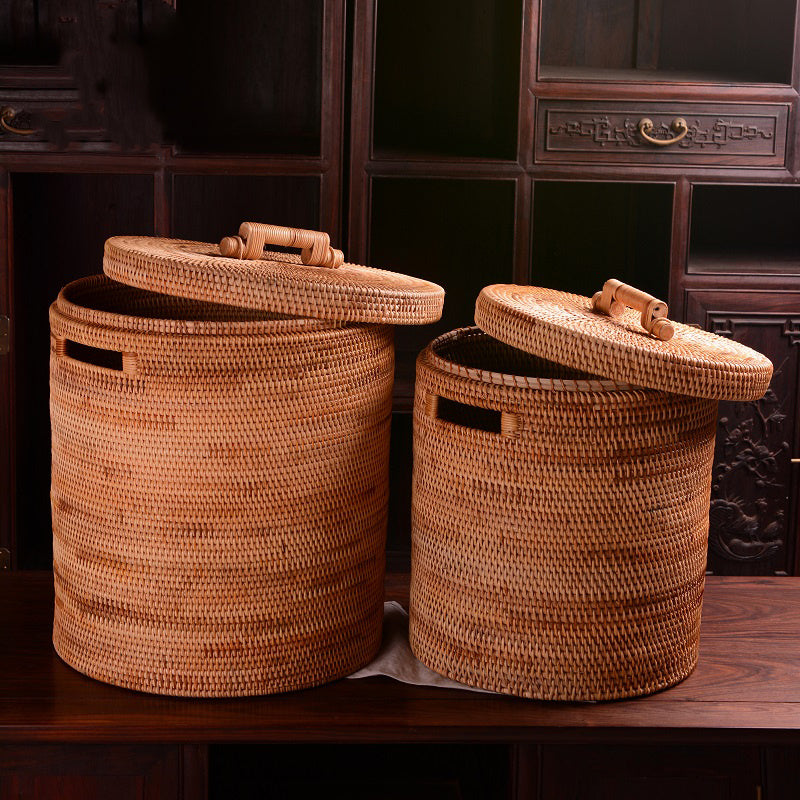 Handmade Rattan Drum with Cover