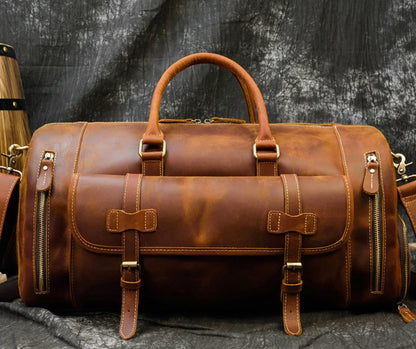 Retro Leather Weekender Bag