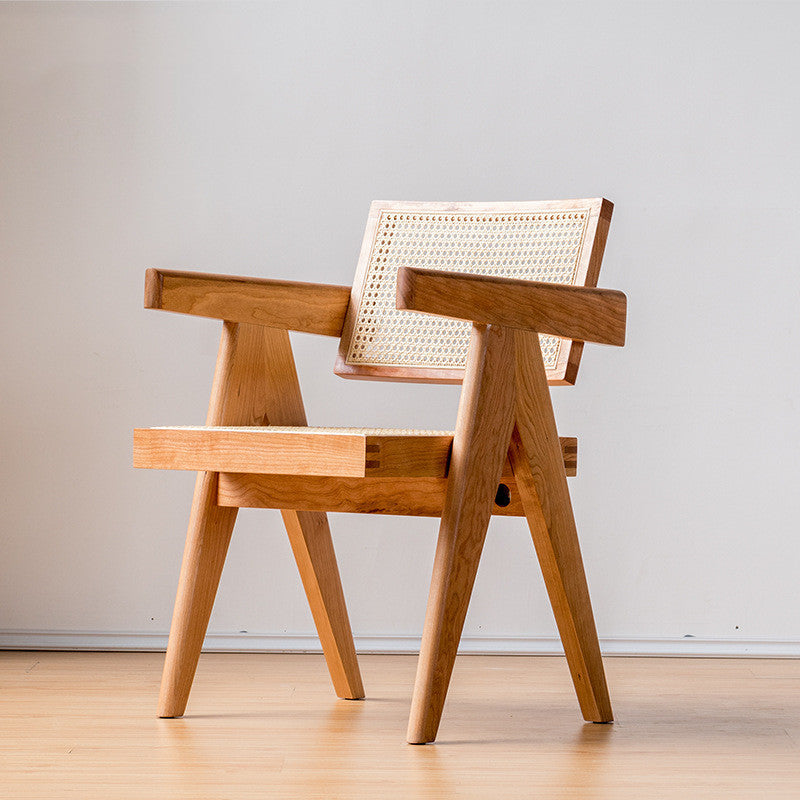 Wood Vintage Rattan Dining Chair