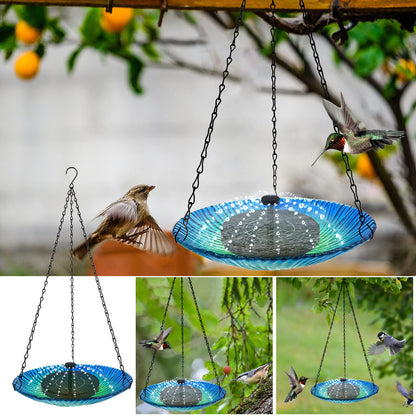 Solar-Powered Glass Bird Feeder and Fountain