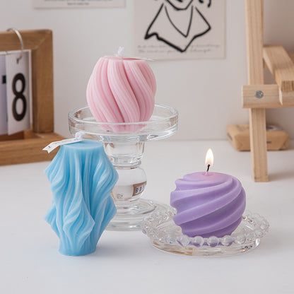 Serene Spiral Paraffin Candle Collection