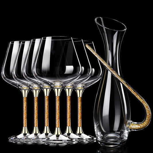 Gold Foil Accents Crystal Glass Set