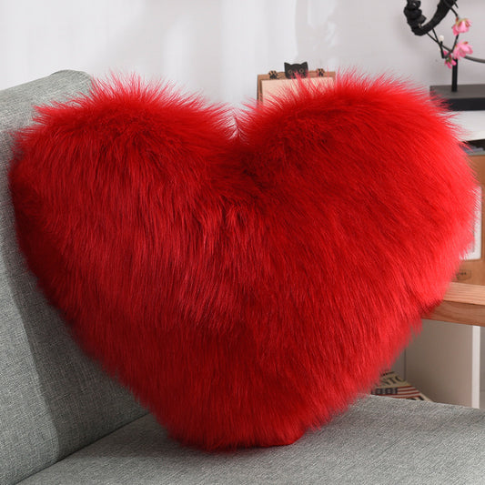 Faux Fur Heart Shaped Pillow