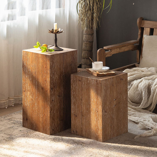 Wood Block Corner Table