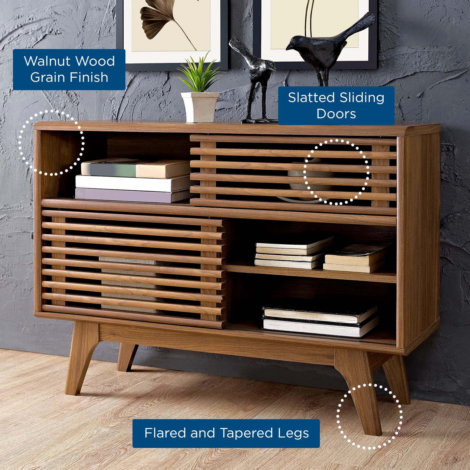 Contemporary Walnut Particleboard Wood Display Stand