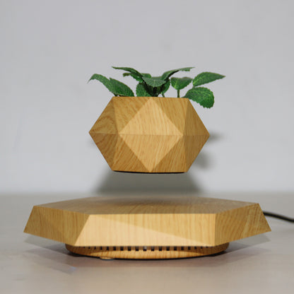 Hexagonal Wood Grain Magnetic Levitating Flower Pot