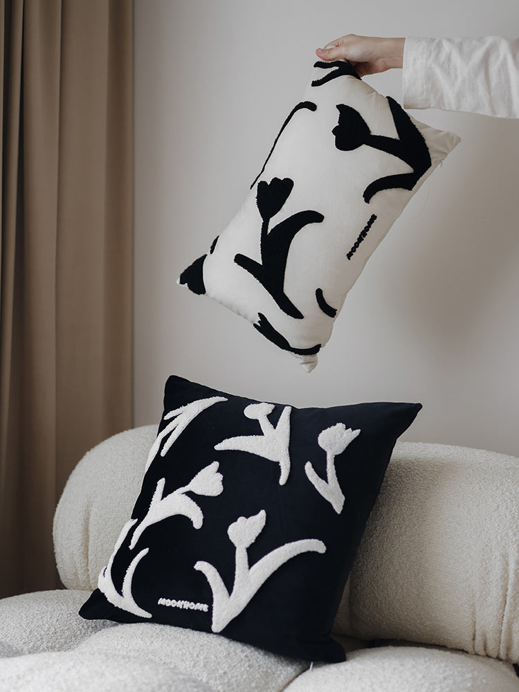 Black and White Nordic Versatile Hand-Painted Embroidered Sofa Pillowcase