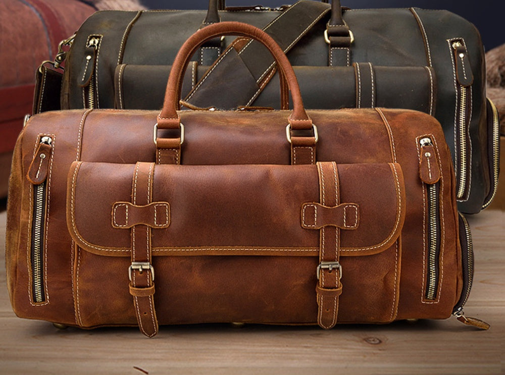 Retro Leather Weekender Bag