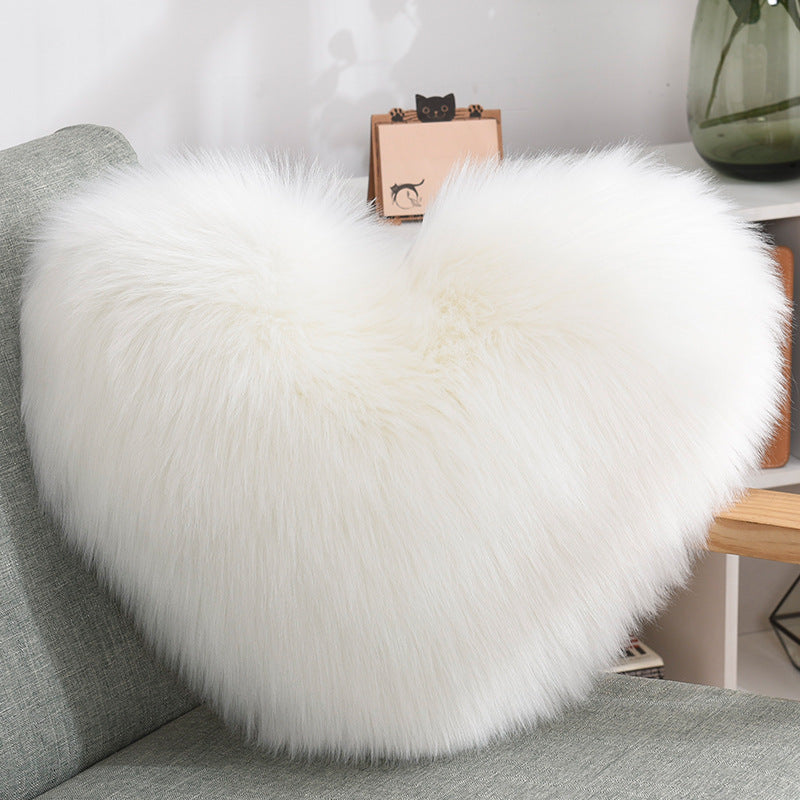 Faux Fur Heart Shaped Pillow