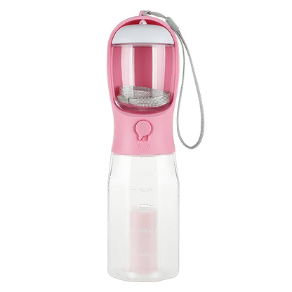 Portable 3-in-1 Pet Water Bottle, Feeder, and Bag Dispenser