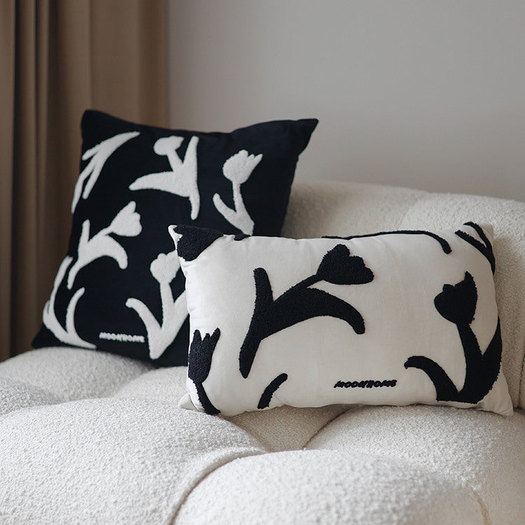 Black and White Nordic Versatile Hand-Painted Embroidered Sofa Pillowcase