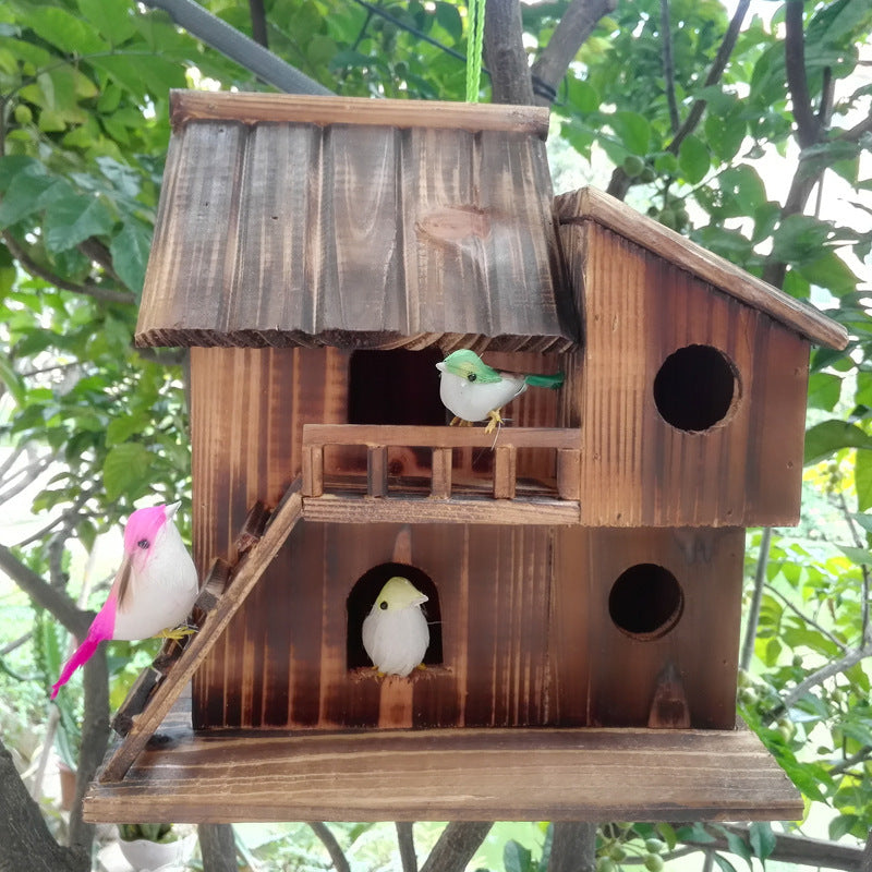 Wooden Bird House Feeder