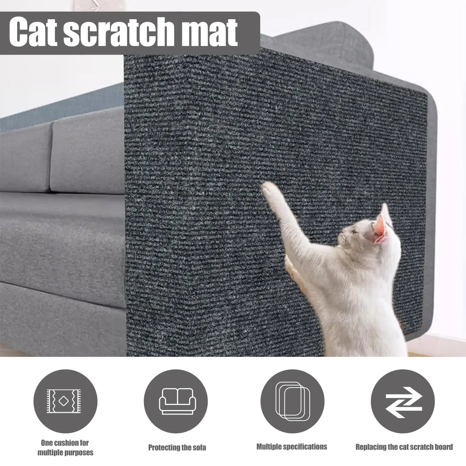 Trimmable Cat Scratching Mat & Carpet Protector - Self-Adhesive